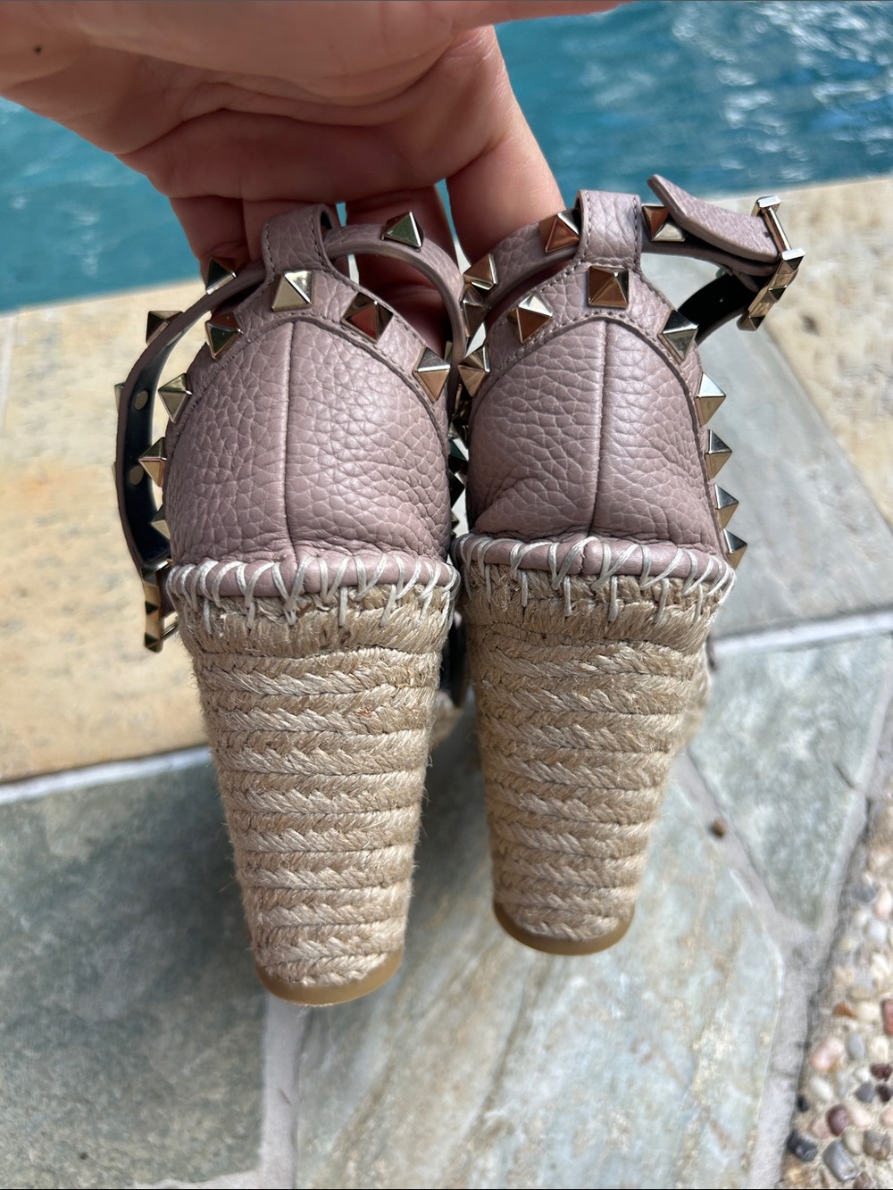 Valentino Rockstud Double Espadrille Wedge Sandals - Picture 10 of 11
